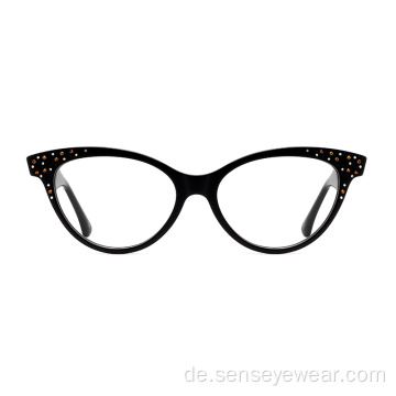 Luxusdesign Frauen Diamant Acetat optische Rahmenbrille